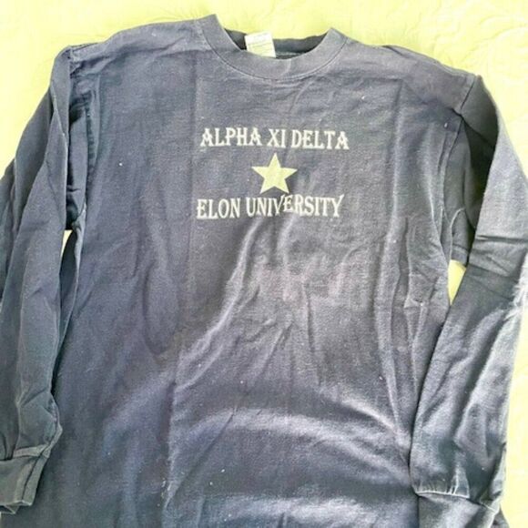 Alpha Xi Delta AZD Sorority Bid Day Elon University 2002 Blue Shirt Size L - Picture 1 of 3
